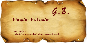 Gáspár Balabán névjegykártya