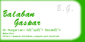 balaban gaspar business card